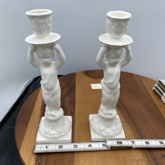 2 VNTG Cherub Candle Stick Holders 8.5" Tall - Picture 8 of 9